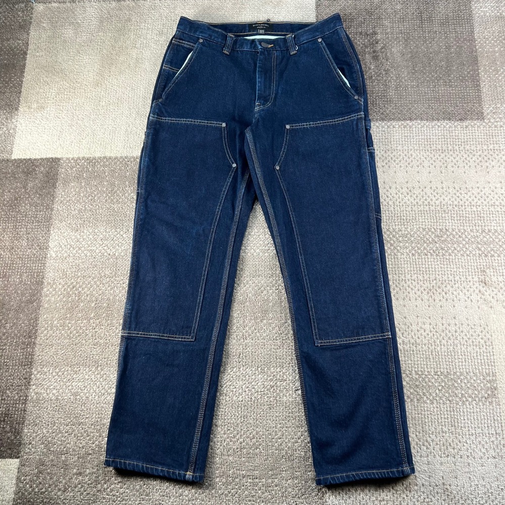 Banana Republic Straight Fit Double Knee Carpenter Jeans Indigo Blue 31x32